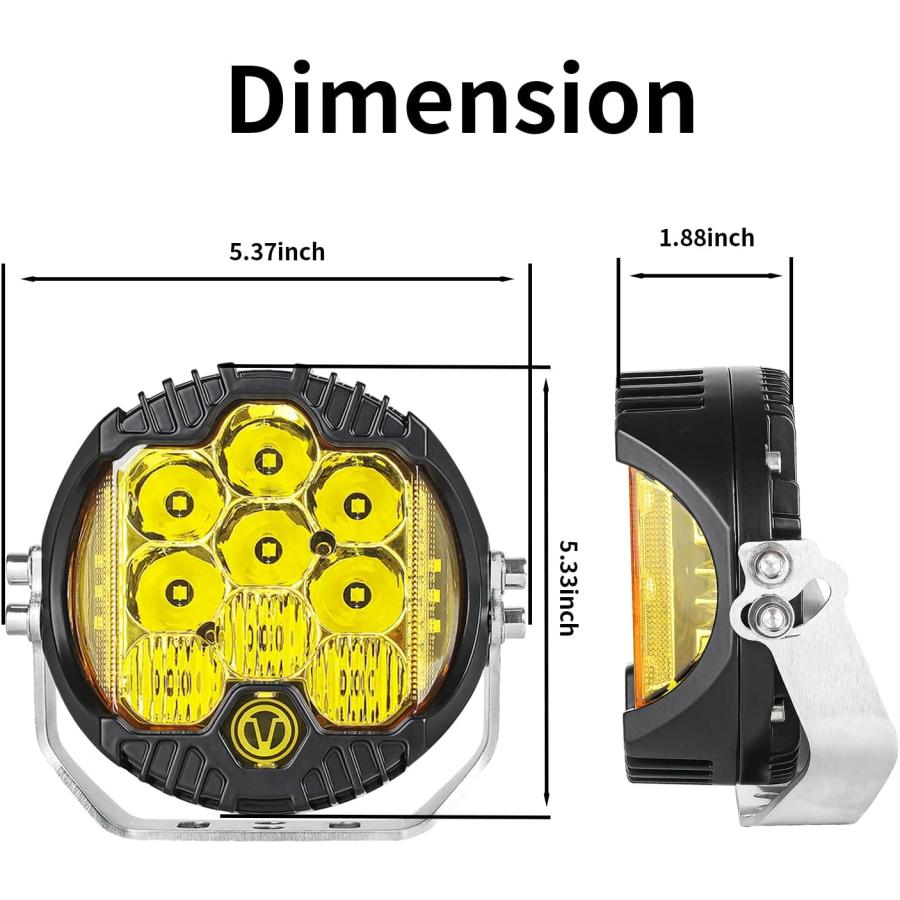 XYY 5インチ 50W アンバーイエロー LED オフロードライト LED XYY 5インチ 50W アンバーイエロー LED オフロードライト LED