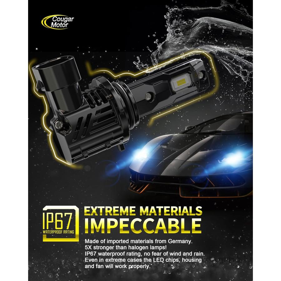 【並行輸入品】Cougar Motor ワイヤレス 9006 LED電球 HB4 20000LM 6500K スリム オールインワン 変換キット クーの画像
