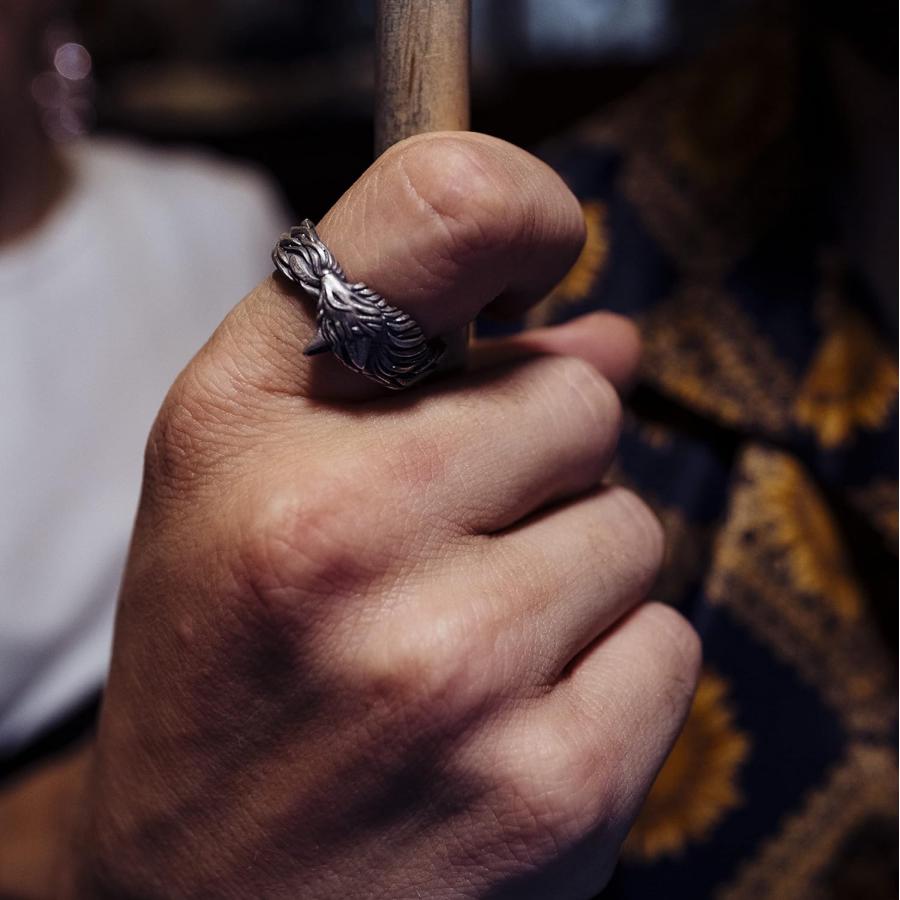 Jewelry Fox ユニークデザイン ハンドメイド スターリングシルバー メンズバンドリング フォックスシルバージュエリー 【併売】 フォックスシルバーバン