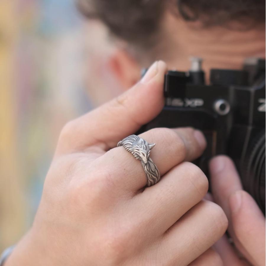Jewelry Fox ユニークデザイン ハンドメイド スターリングシルバー メンズバンドリング フォックスシルバージュエリー 【併売】 フォックスシルバーバン