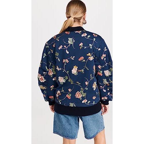 【並行輸入品】Sea Women's Julian Embroidery Bomber Jacket, Navy, Blue, Floral,の画像