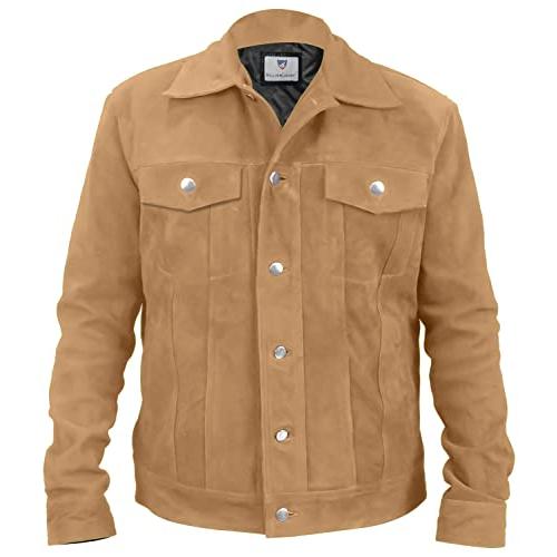 【並行輸入品】Mens Trucker Suede Leather Jacket   Motorcycle Western Goat Shirの画像