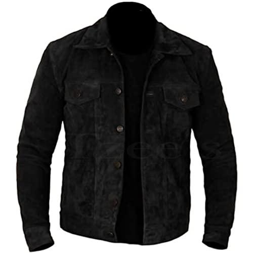 【並行輸入品】Men's Suede Leather Trucker Jacket Suede Leather Trucker Jacketの画像