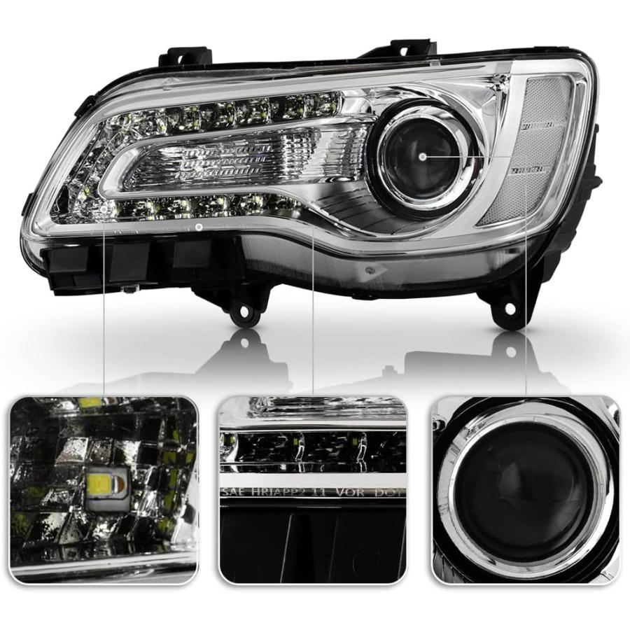 【並行輸入品】ACANII - [ハロゲンタイプ] 2015 2016 2017 Chrysler 300 クローム LED DRL プロジェクターヘ_3