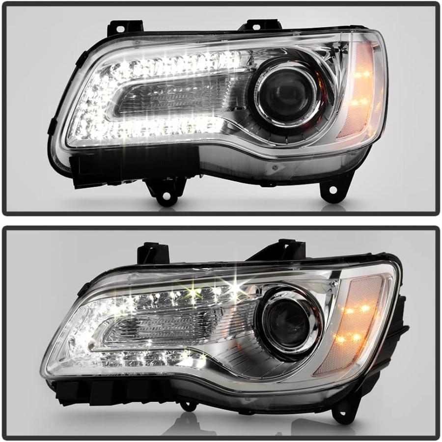 【並行輸入品】ACANII - [ハロゲンタイプ] 2015 2016 2017 Chrysler 300 クローム LED DRL プロジェクターヘ_4