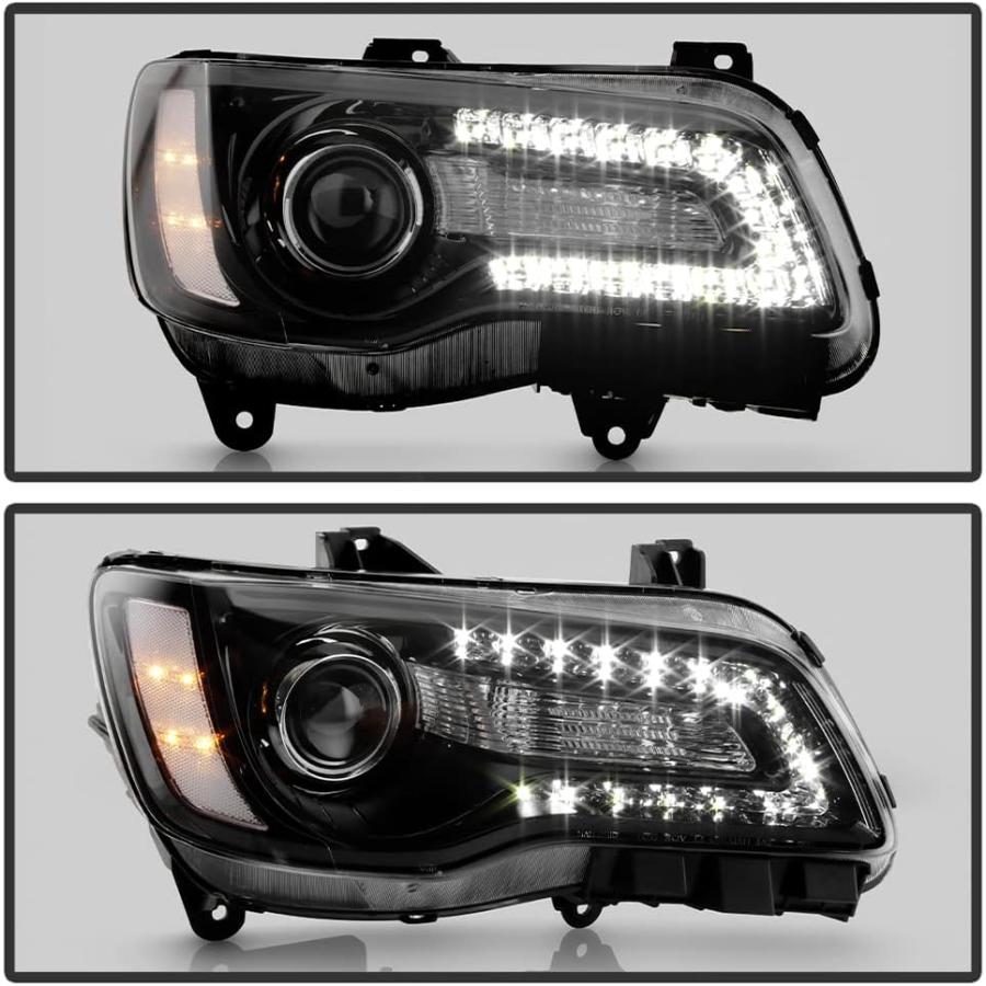 【並行輸入品】ACANII - [ハロゲンタイプ] 2015 2016 2017 Chrysler 300 ブラックベゼル LED DRL プロジェクの画像