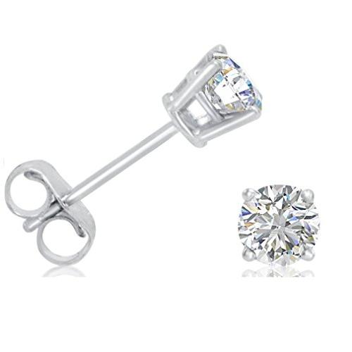 【並行輸入品】認定 純正 1/2 カラット TWラウンド天然ダイヤモンド スタッドピアス レディース 14K ホワイトゴールド | IGI認定まの画像