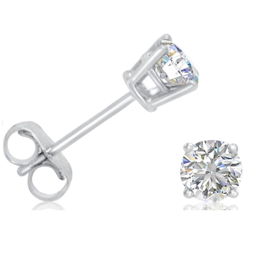【並行輸入品】認定 純正 1/2 カラット TWラウンド天然ダイヤモンド スタッドピアス レディース 14K ホワイトゴールド | IGI認定まの画像