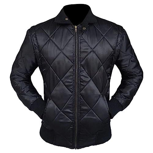 【並行輸入品】Jacketo City Mens Black And White Quilted Satin Back Embrioderedの画像