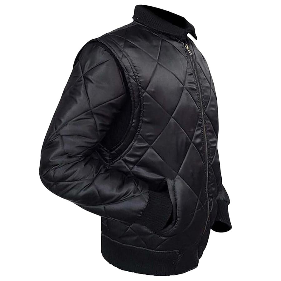 【並行輸入品】Jacketo City Mens Black And White Quilted Satin Back Embrioderedの画像