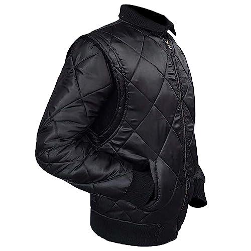 【並行輸入品】Jacketo City Mens Black And White Quilted Satin Back Embrioderedの画像
