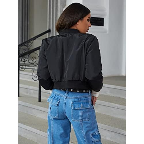 【並行輸入品】BEEOFICEPENG Jackets for Women   Zip Pocket Bomber Jacket (Colorの画像