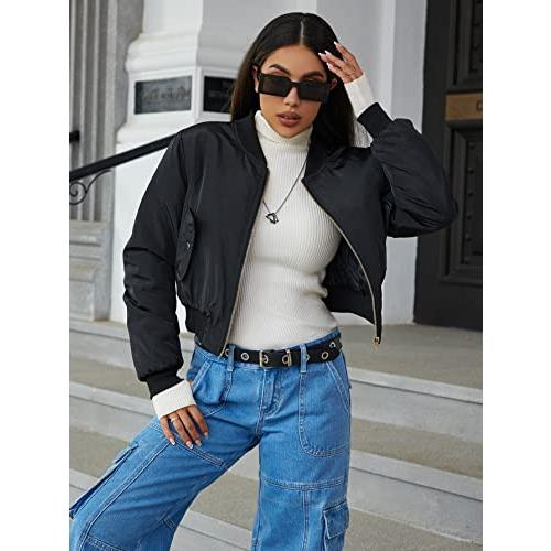 【並行輸入品】BEEOFICEPENG Jackets for Women   Zip Pocket Bomber Jacket (Colorの画像