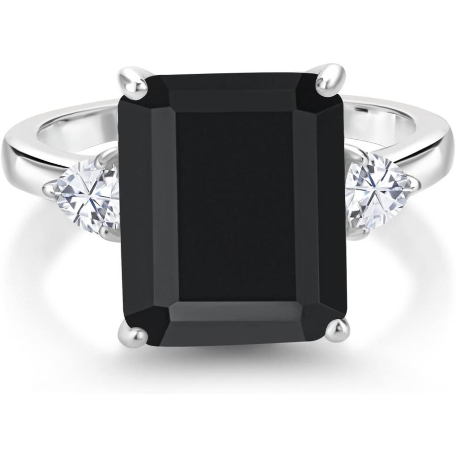 【並行輸入品】[Gem Stone King] 6.09カラット 天然 オニキス 指輪 リング レディース モアサナイト シルバー925 8月 誕生石_1