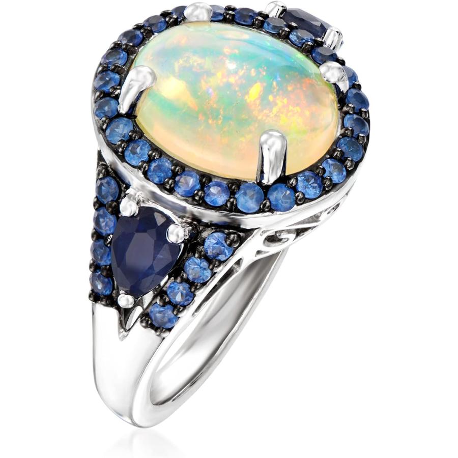 【並行輸入品】Ross-Simons オパールと1.30 ct. t.w.サファイアリング スターリングシルバー  宝石  マルチの画像