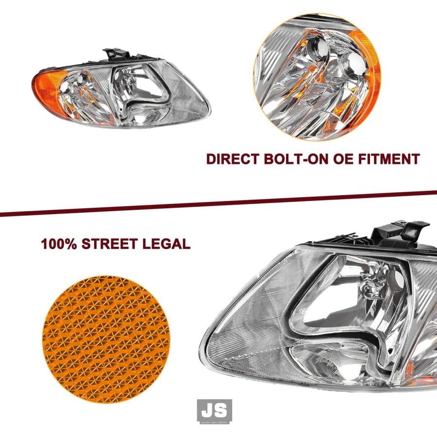 【並行輸入品】JSBOYAT ハロゲンヘッドライトアセンブリ交換用 2001-2007 Dodge Grand Caravan / 2001-2007の画像