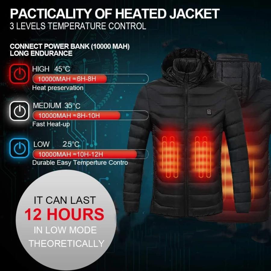 【並行輸入品】BINIAT Men Winter Warm USB Heating Jackets USB Outdoor Electricの画像