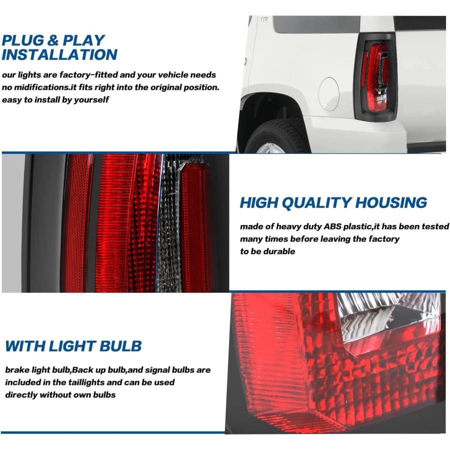 【並行輸入品】Acmex テールライトアセンブリ 2007-2014 Chevy Tahoe Suburbanに対応 交換用 クリアブラック Cタイプ_2