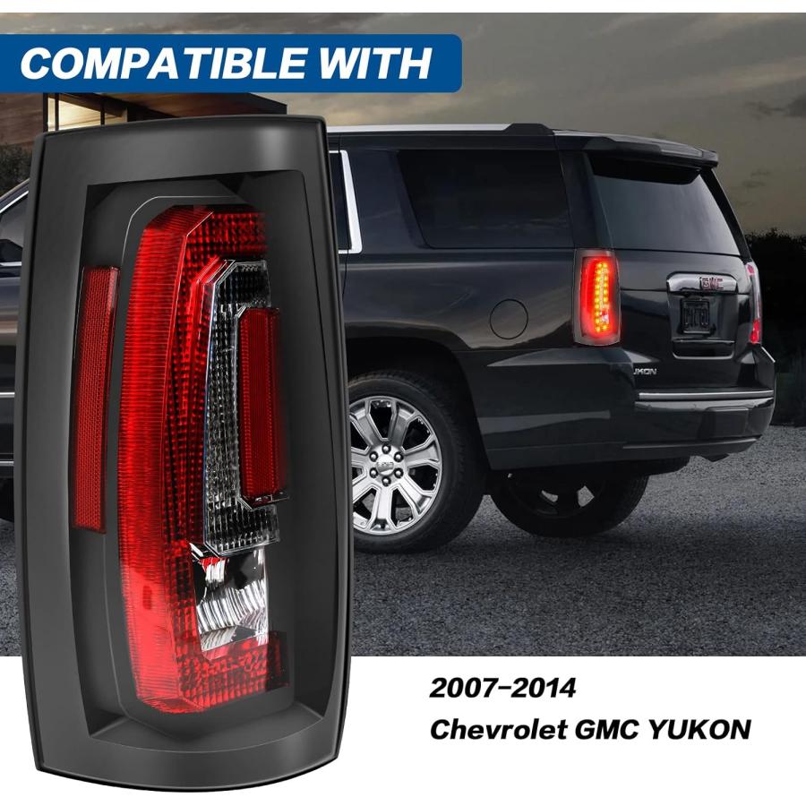 【並行輸入品】Acmex テールライトアセンブリ 2007-2014 Chevy Tahoe Suburbanに対応 交換用 クリアブラック Cタイプ_3