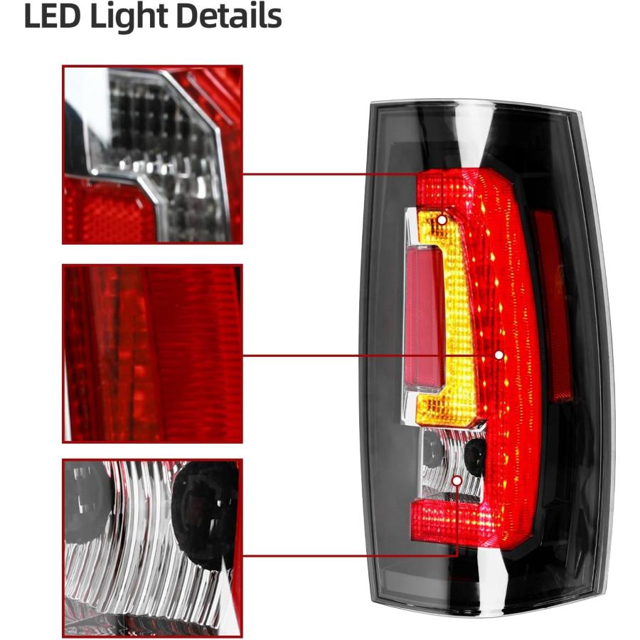 【並行輸入品】Acmex テールライトアセンブリ 2007-2014 Chevy Tahoe Suburbanに対応 交換用 クリアブラック Cタイプ_6