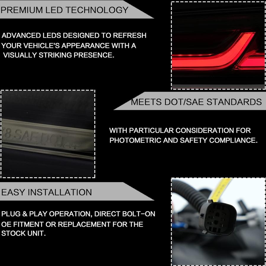 【並行輸入品】VLAND Tail lights Assembly Fit for Chevy Camaro Chevrolet Coupe 6thの画像