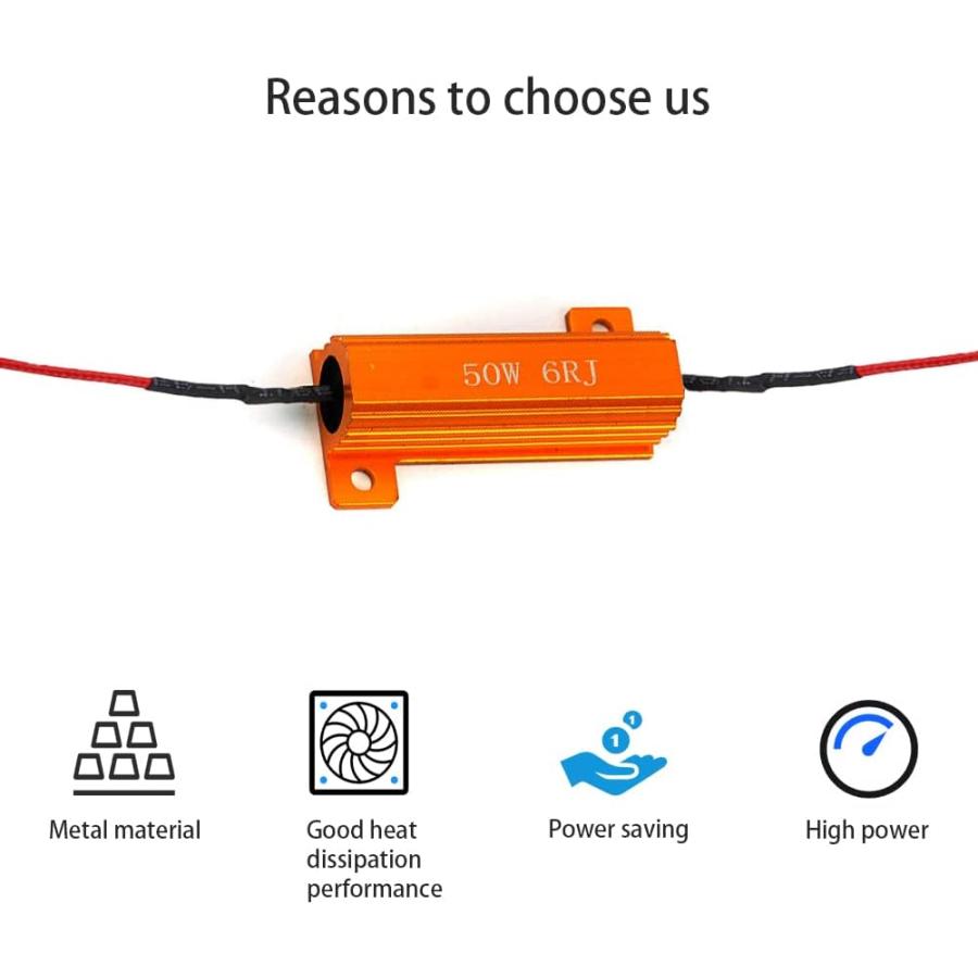 【並行輸入品】2PCS 50W 6ohm Load Resistors LED Load Resistors Automotive Replace