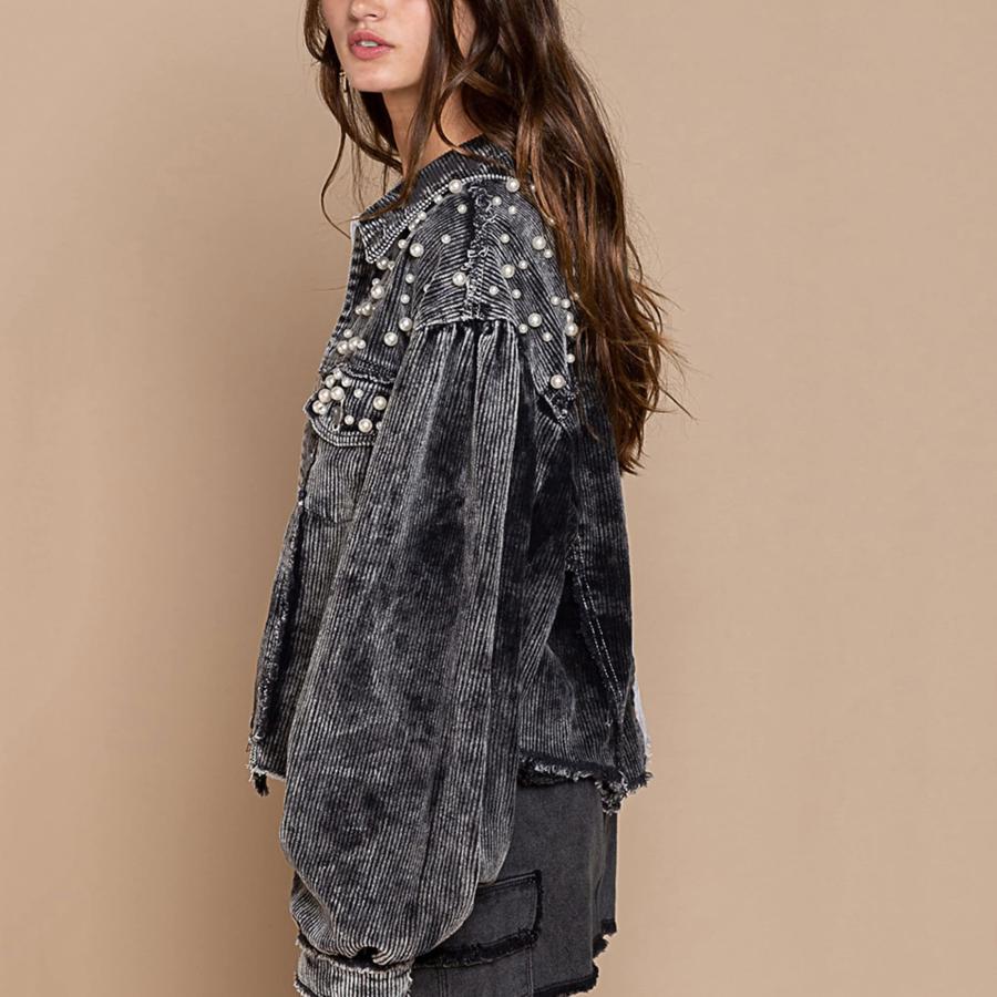 【並行輸入品】Daacee Women's Casual Embroidered Pearls Beading Colorblock Fray_9