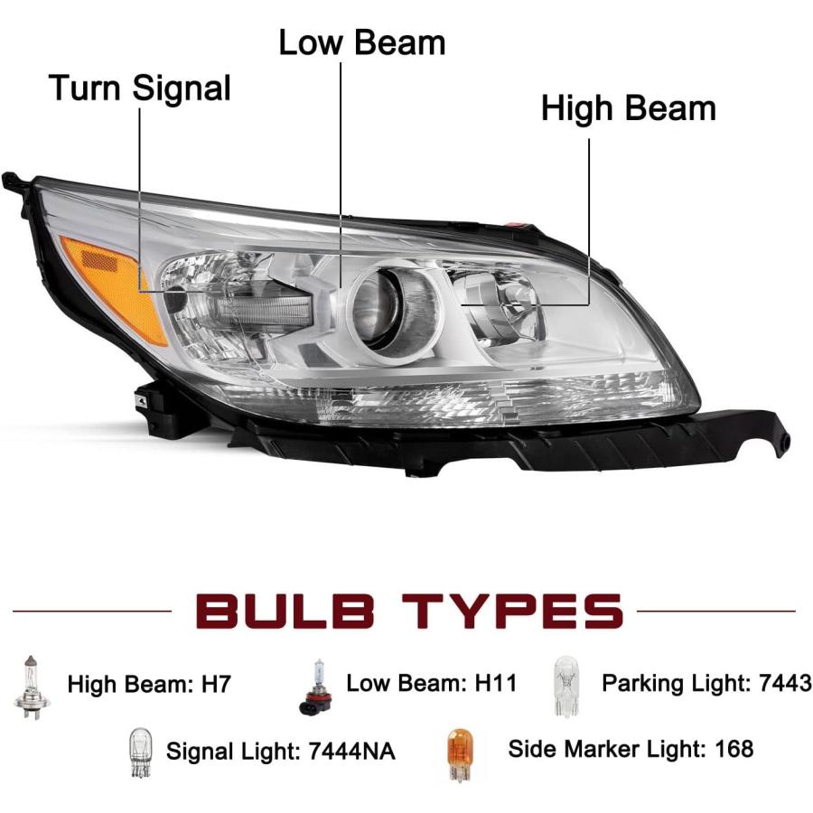 【並行輸入品】JSBOYAT ハロゲンヘッドライトアセンブリ交換用 2013-2015 Chevy Malibu / 2016 Chevy Malib_5