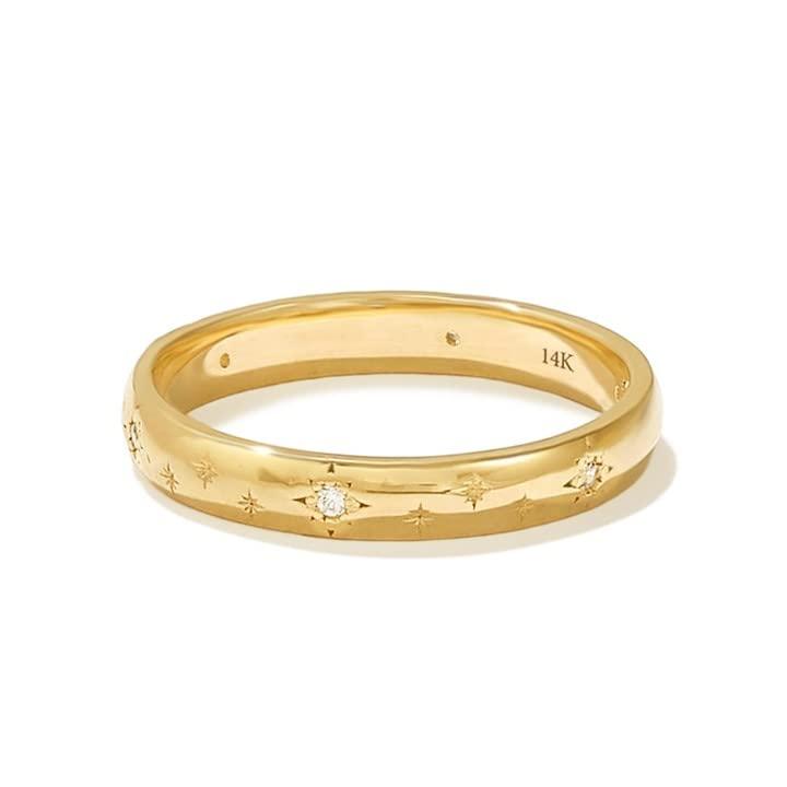 【並行輸入品】AHTAMOS Moissanite Wedding Bnad Ring 14K Real Gold Women's Weddiの画像