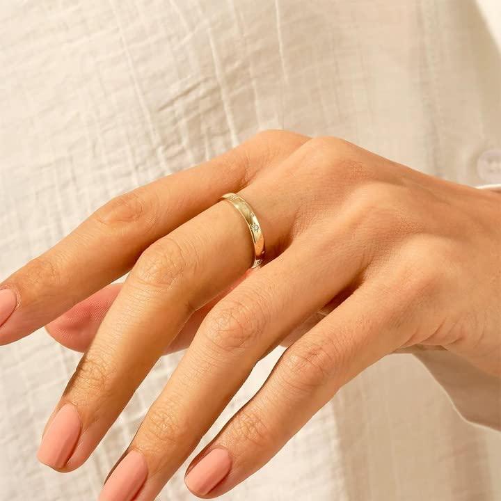 【並行輸入品】AHTAMOS Moissanite Wedding Bnad Ring 14K Real Gold Women's Weddiの画像