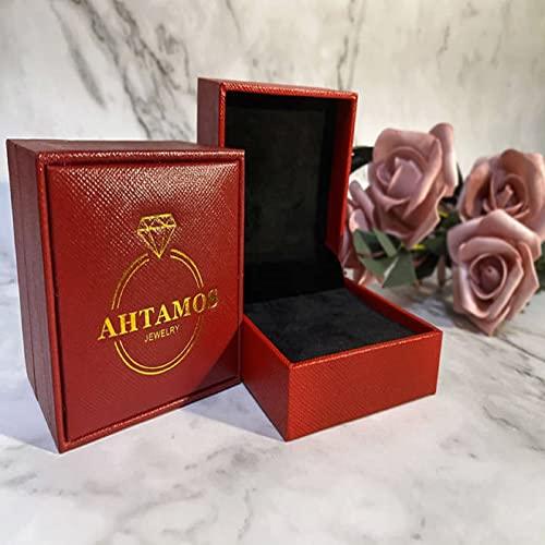 【並行輸入品】AHTAMOS Moissanite Wedding Bnad Ring 14K Real Gold Women's Weddiの画像
