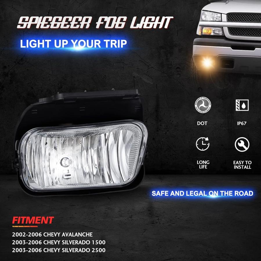 【並行輸入品】SPIEGEER フォグライトアセンブリ 2003 2004 2005 2006 2007 シボレー シルバラード 1500 2500の画像