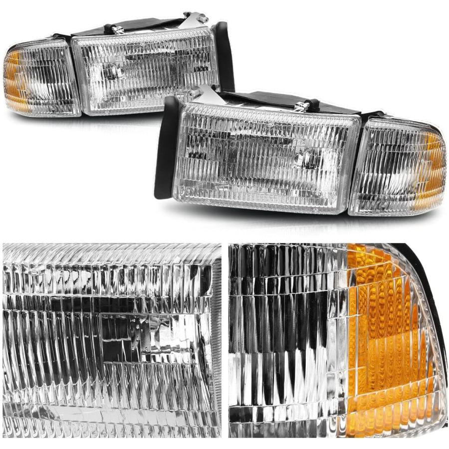 【並行輸入品】ISHARINGAUTOPARTS 4Pc Chrome/Amber Corner Headlights+Signal Lamps foの画像