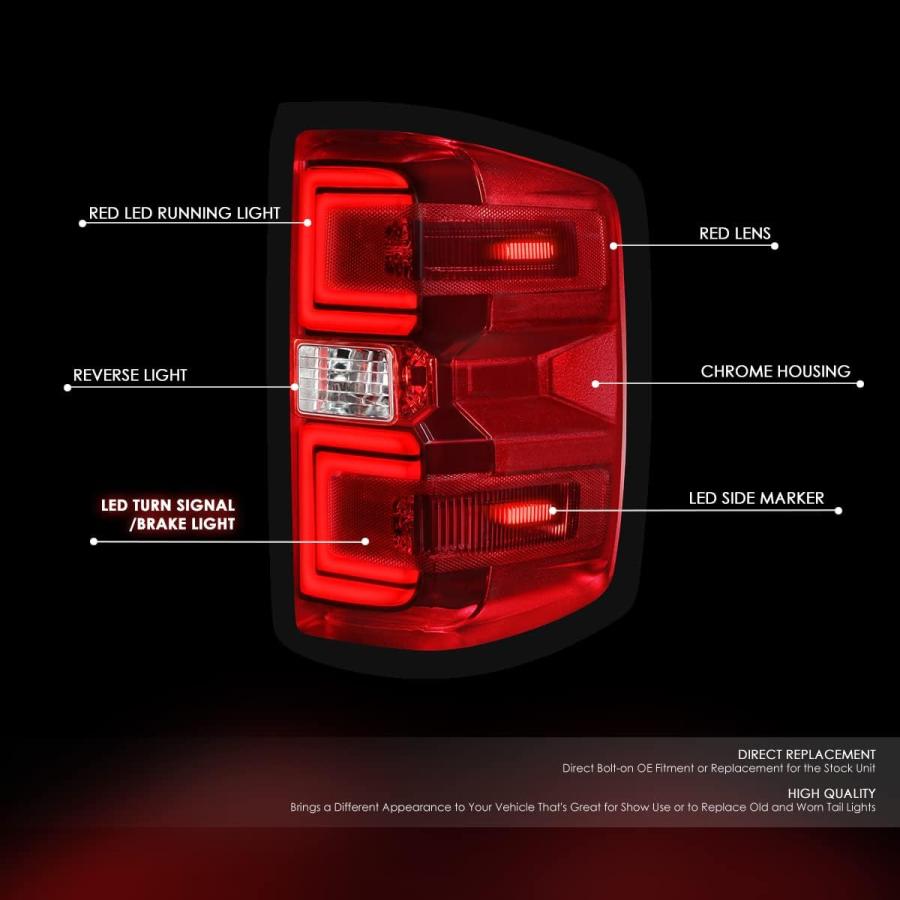 【並行輸入品】DNA MOTORING TL-ZTL-002E-RD LED テールライト ブレーキランプ ペア 15-19 シルバラード 2500の画像