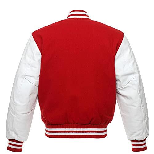 Embroidery Letterman Baseball Varsity Jacket Genuine Leat 【セーフティピン】 並行輸入品