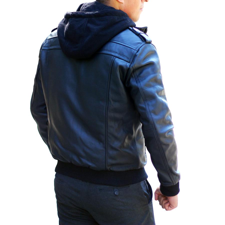 【並行輸入品】Artistic Axis Mens Motorcycle Black Bomber Jacket Real Lambskinの画像