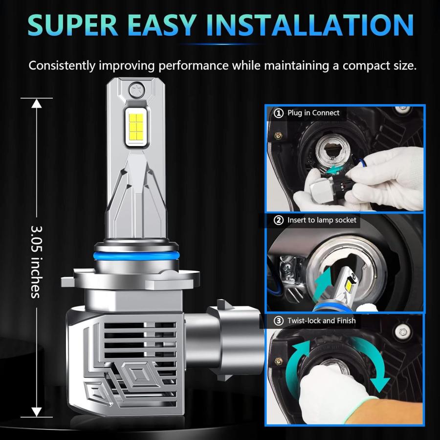 【並行輸入品】ACAUTO 9005 9006 LEDヘッドライト電球コンボ 60000LM 700%明るい H9 H8 HB3 LED電球 6500_4