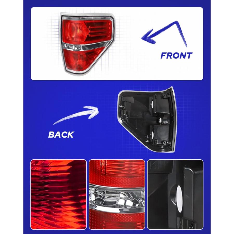 【並行輸入品】AUTOONE F150 テールライトアセンブリ リアランプ 交換用 2009 2010 2011 2012 2013 2014 フォー_6