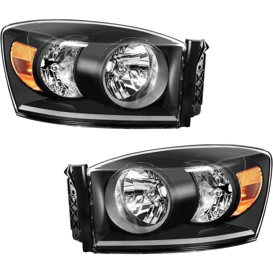 【並行輸入品】KAX ヘッドライトアセンブリ 2006-2008 Ram 1500/2500/3500 ハウジング用 アンバーリフレクター クリアレン_2