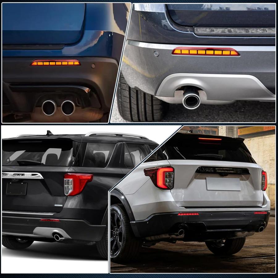【並行輸入品】GEEGEETOP レッドレンズ LED リアリフレクター バンパー フォグライトアセンブリ 2020-2023 Ford Explorの画像