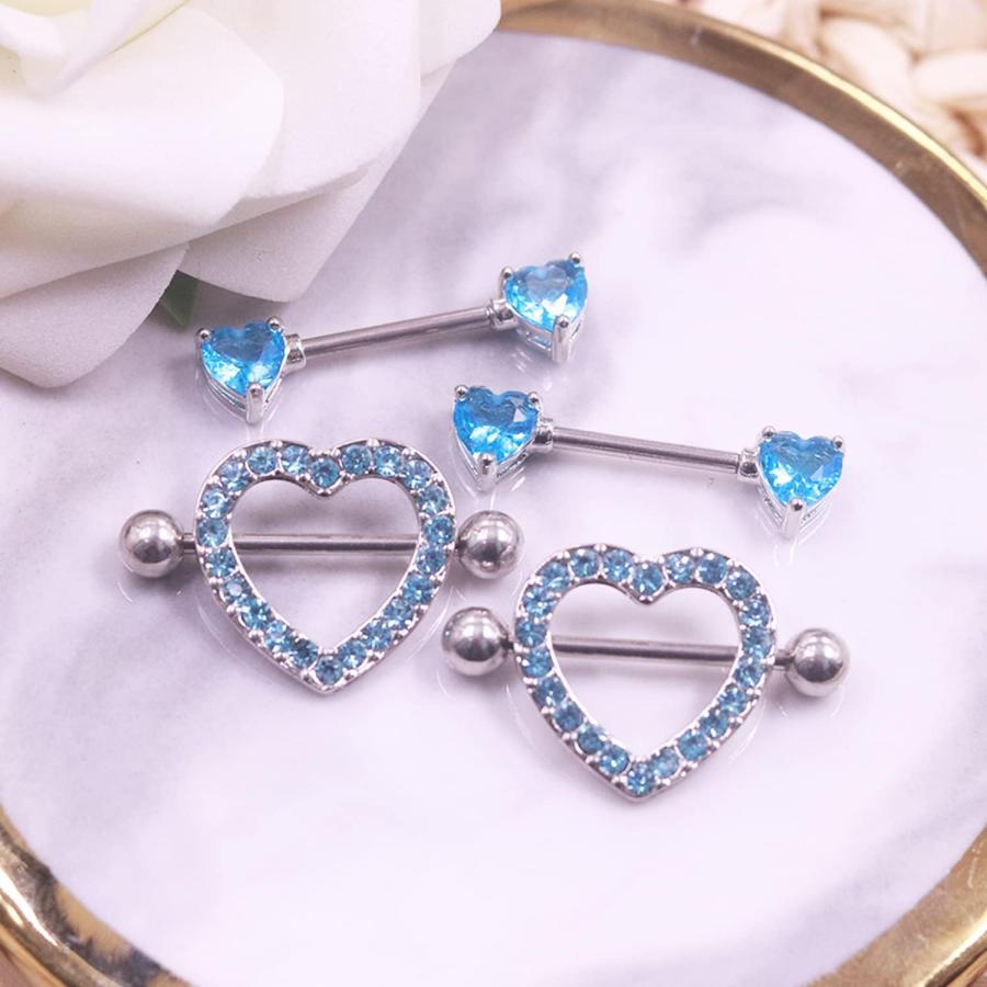 並行輸入品】BODY16G CZCZ 14G ハート ニップルリング 5ペア