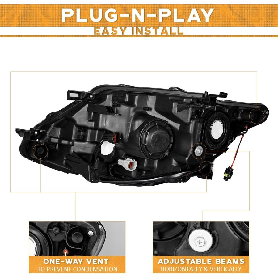 【並行輸入品】WEELMOTO ハロゲン 2014 2015 2016 日産ローグヘッドライトアセンブリ交換用 14 15 16 Rogue 4ドア_4