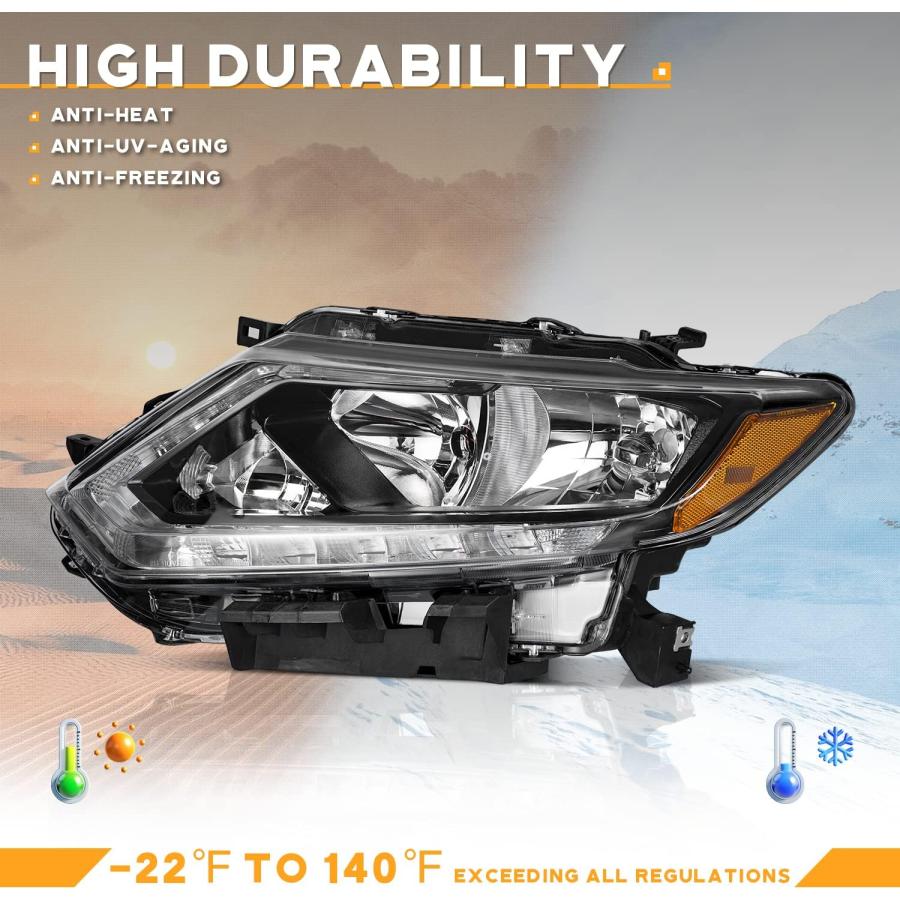 【並行輸入品】WEELMOTO ハロゲン 2014 2015 2016 日産ローグヘッドライトアセンブリ交換用 14 15 16 Rogue 4ドア_6