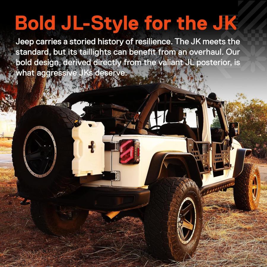 【並行輸入品】TRUE MODS LEDテールライト 2007-2018 ジープラングラーJK JKU スポーツ/サハラ/ルビコンアンリミテッドテールの画像