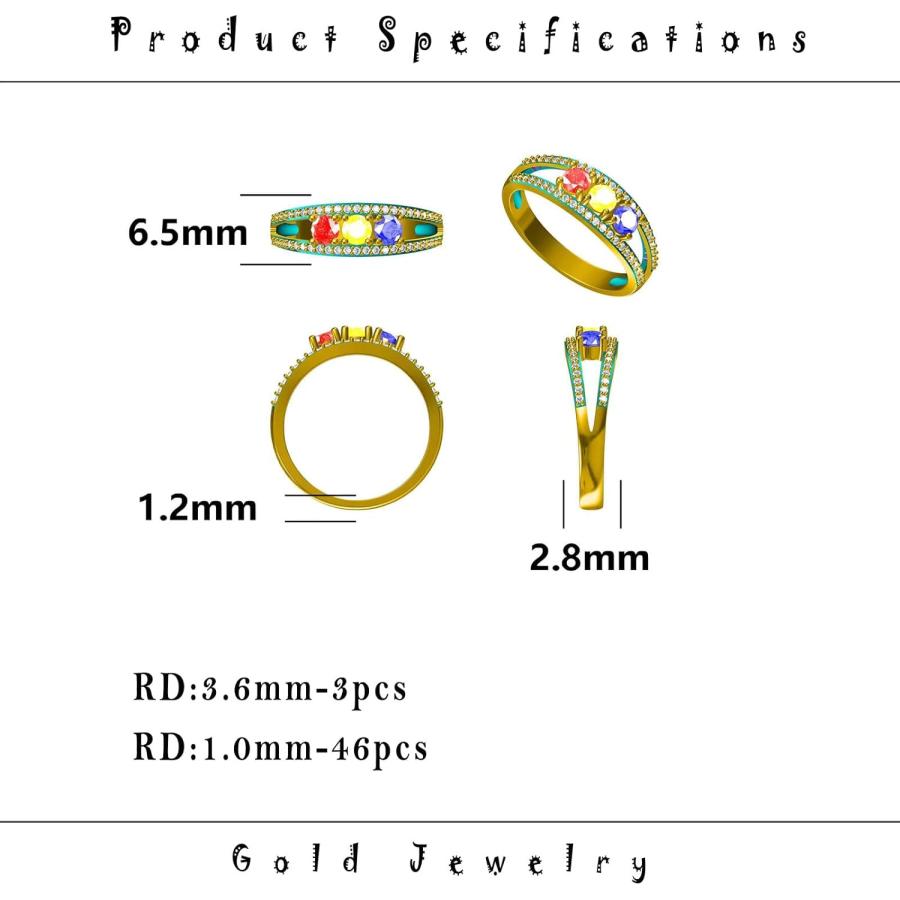 【並行輸入品】BETHZA 14k White Gold Mothers Ring 3 Birthstones Customized 18k Goldの画像