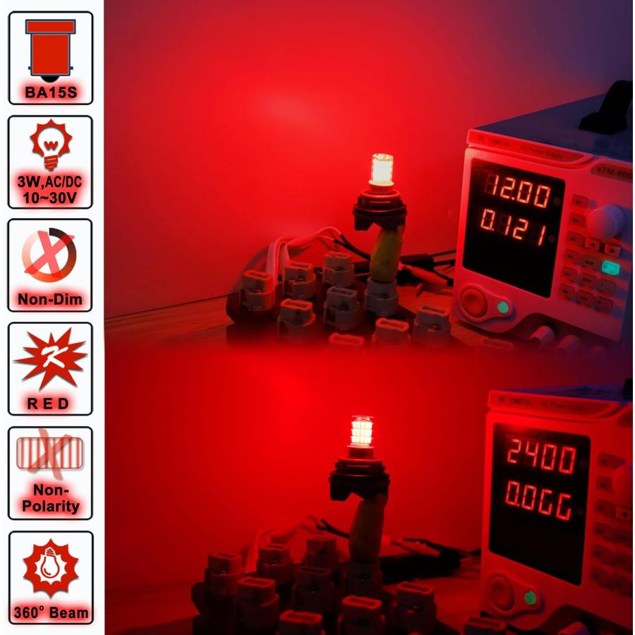 【並行輸入品】12V 1156 BA15S Red 1003 1141 7506 LED Bulbs Brilliant Red  DC Bayoneの画像