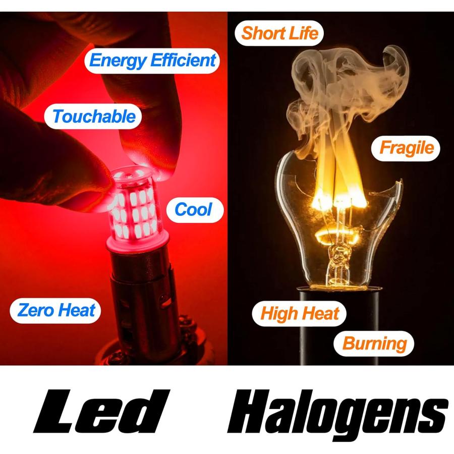 【並行輸入品】12V 1156 BA15S Red 1003 1141 7506 LED Bulbs Brilliant Red  DC Bayoneの画像