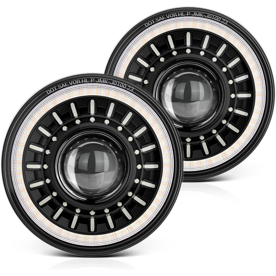 【並行輸入品】MICTUNING J1 アンチグレア 1000%明るい 7インチ ラウンドLEDヘッドライト スタートアップグラデーションウェルカムハの画像