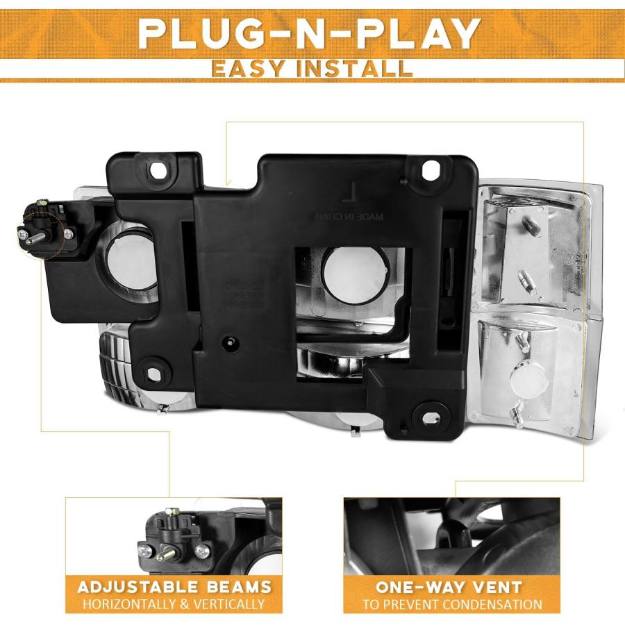 【並行輸入品】WEELMOTO Headlights Assembly for 1994-1998 Chevy C10  94-98 C/K 1500の画像