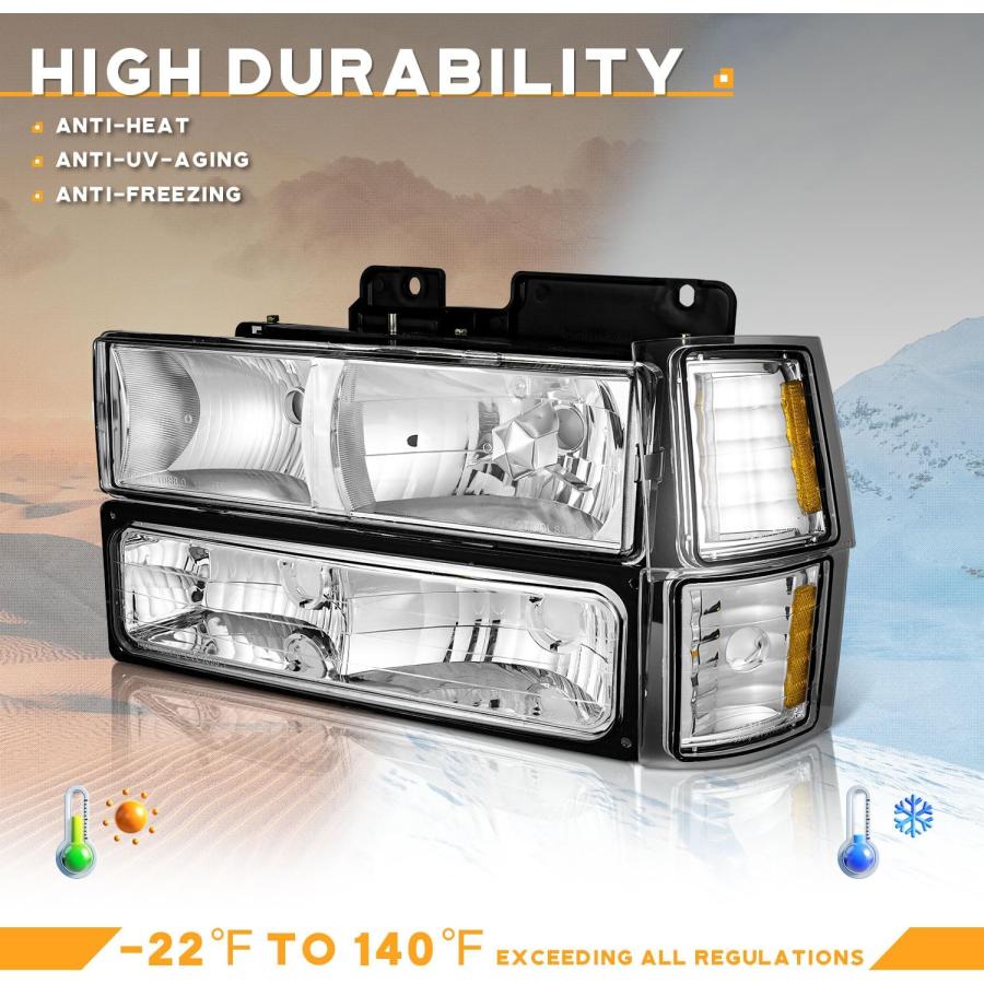 【並行輸入品】WEELMOTO Headlights Assembly for 1994-1998 Chevy C10  94-98 C/K 1500の画像